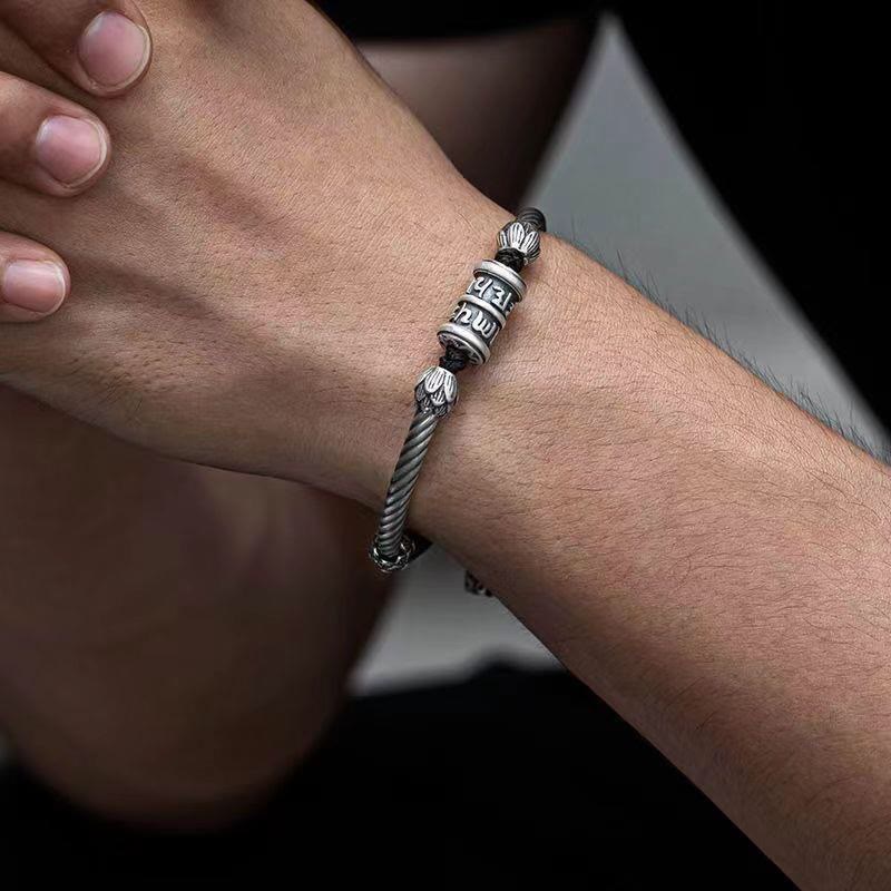 Bracciale intrecciato Buddha Stones Om Mani Padme Hum Lotus Peace