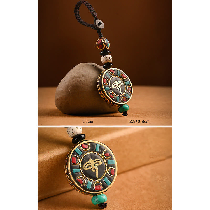 Portachiavi con Buddha Stones tibetano Om Mani Padme Hum Bodhi Seme della pace
