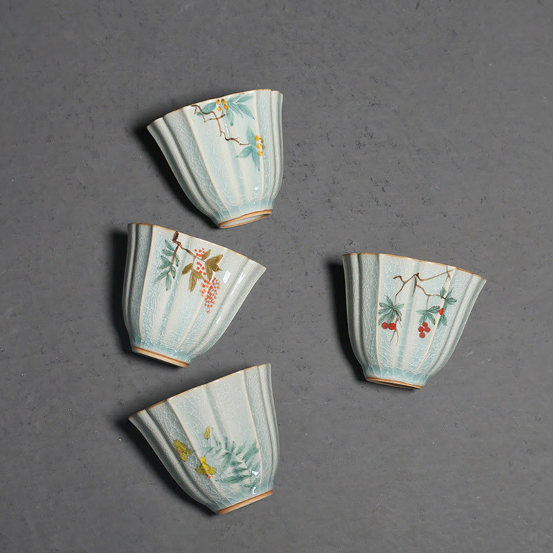 Buddha Stones Nespolo giapponese Corniolo Biancospino Morning Glory Tazza da tè in ceramica Tazza da tè Kung Fu