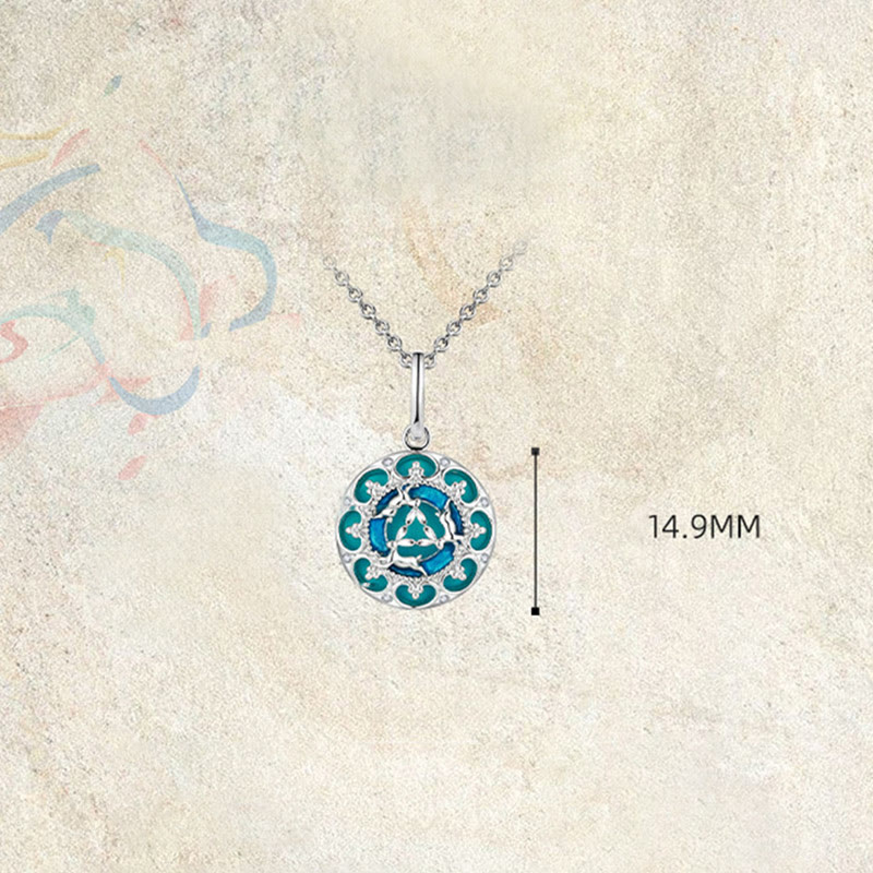 Collana pendente in argento sterling 925 con tre conigli in equilibrio, turchese rotondo , Buddha Stones - image 7