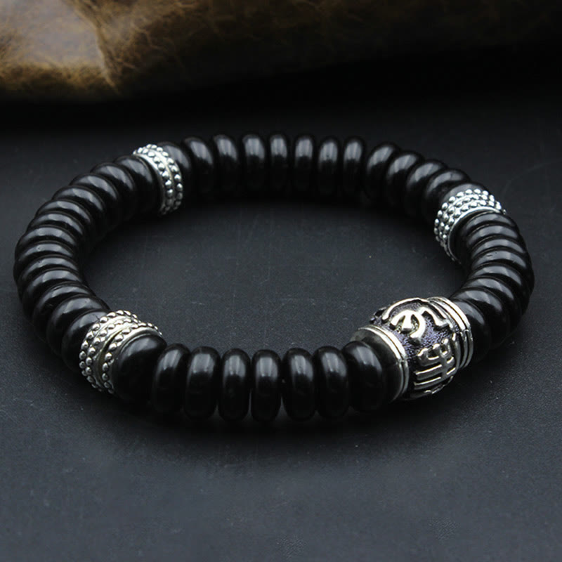 Braccialetto positivo Buddha Stones Natural Tibetan Coconut Shell Om Mani Padme Hum