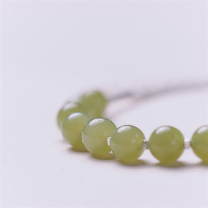 Bracciale con catena portafortuna in argento sterling 925 con perline di giada Hetian Buddha Stones - image 2
