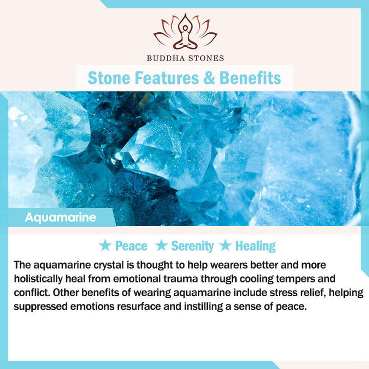 Braccialetto di cristallo curativo naturale con fiore di acquamarina Buddha Stones