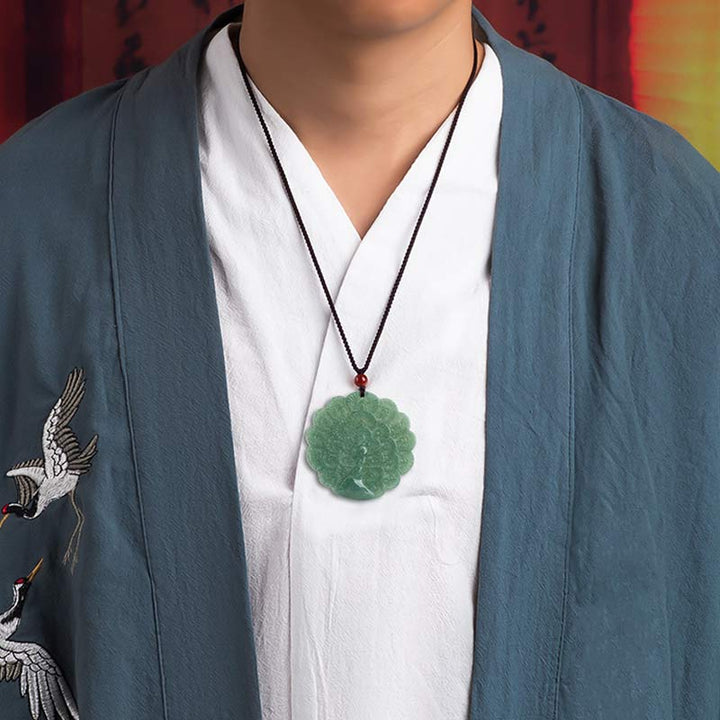 Collana con ciondolo di pavone in giada naturale e fortuna e prosperità