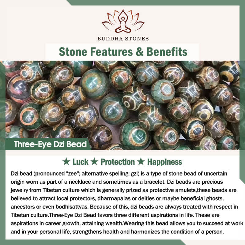 Buddha Stones 108 Mala Beads Dzi Bead a tre occhi Dzi Bead a nove occhi Braccialetto della fortuna in giada