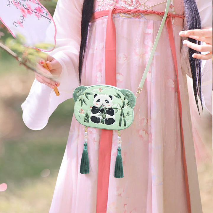 Buddha Stones Ricamo Panda Fortunato Gatto Shiba Inu Cervo Coniglio Volpe Fiore Animale Carino Borsa Hanfu Borsa A Tracolla Borsa A Tracolla