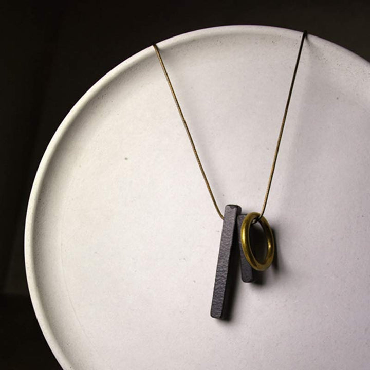 Collana con ciondolo in legno di ebano e cerchio zen Buddha Stones , illuminazione - image 1