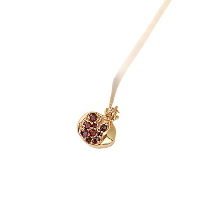 Collana con ciondolo a forma di passione in cristallo di granato melograno e argento sterling 925 placcato oro 18k, Buddha Stones - image 6