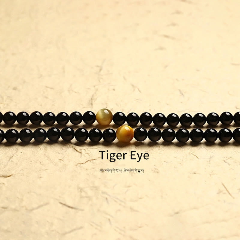 Buddha Stones Tibetano 108 Mala Beads Onice Nero Tre Occhi Dzi Beads Bracciale di Protezione - image 15