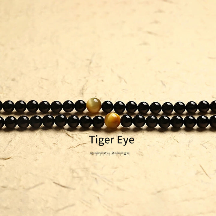 Buddha Stones Tibetano 108 Mala Beads Onice Nero Tre Occhi Dzi Beads Bracciale di Protezione - image 15