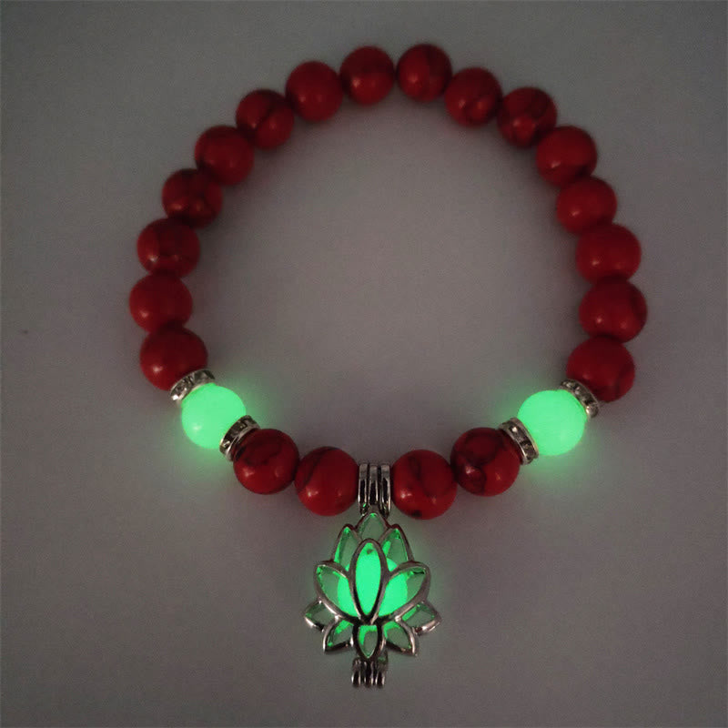 Braccialetto di protezione con perline luminose in pietra luminosa turchese tibetano Buddha Stones