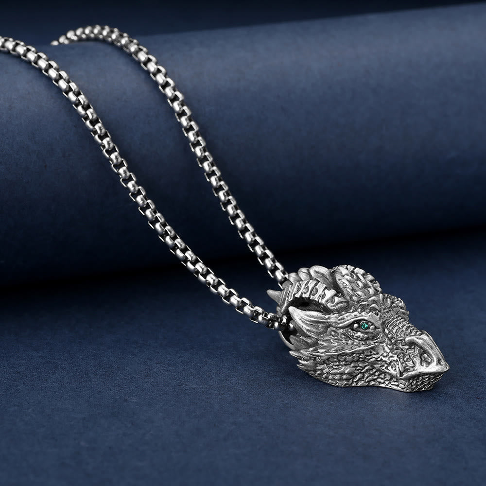 Collana pendente in metallo con testa di drago in stagno puro, protezione dalla fortuna, Buddha Stones - image 5