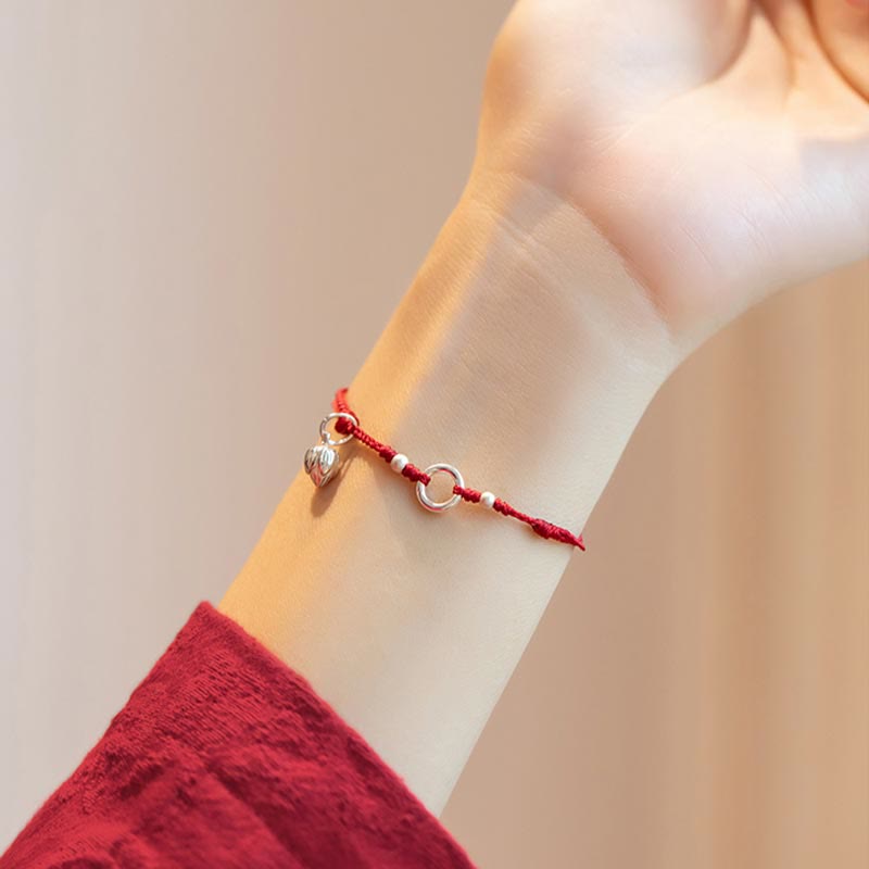 Braccialetto in corda rossa con fibbia in argento sterling 925 Buddha Stones Lucky Fortune Peace Joy Lotus Peace - image 21