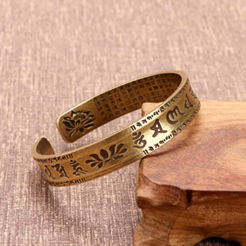 Buddha Stones 2 pezzi Om Mani Padme Hum Drago Fenice Rame Pelle Pace Braccialetto Braccialetto