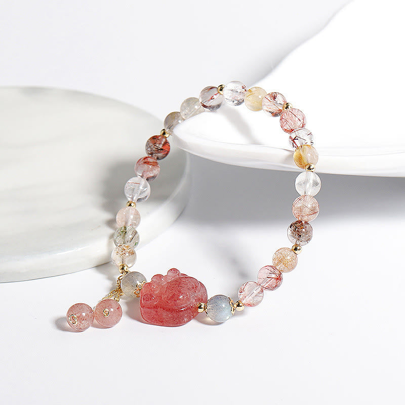 Braccialetto dell'amore con pietra di luna, artiglio di zampa di gatto, quarzo rutilato colorato, Buddha Stones - image 4