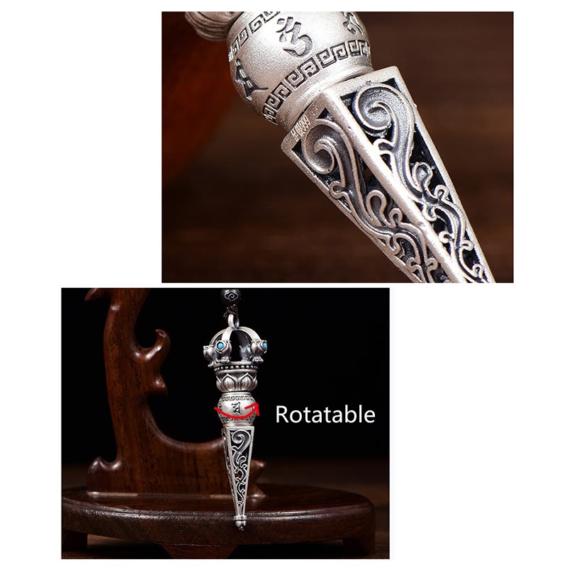 Ciondolo con collana girevole Buddha Stones tibetano Om Mani Padme Hum Dorje Vajra Design Wisdom - image 7