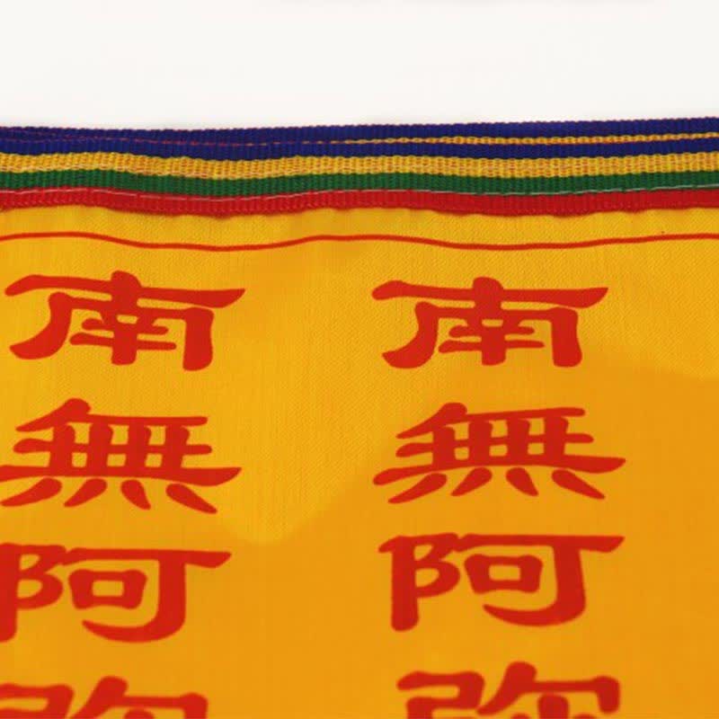 Buddha Stones Bandiera di preghiera tibetana a 7 colori con cavallo a vento e loto di buon auspicio per esterni, 21 pezzi. - image 11