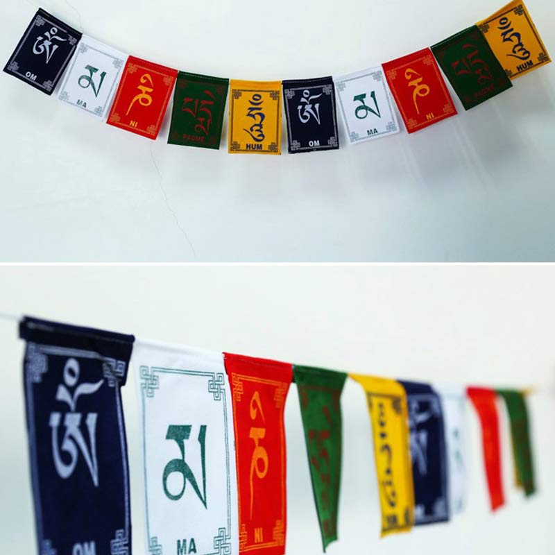 Bandiera decorativa per auto con la benedizione tibetana del cavallo a vento Om Mani Padme Hum, ideale per esterni, con preghiera e decorazione per auto. - image 19