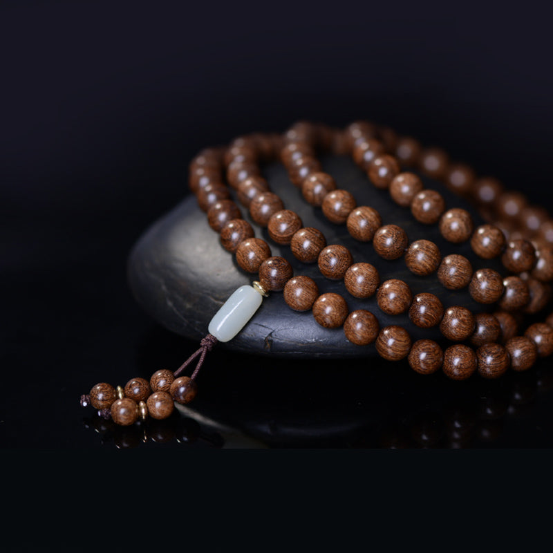 Braccialetto Buddha Stones 108 Mala Beads Palissandro Giada Calma