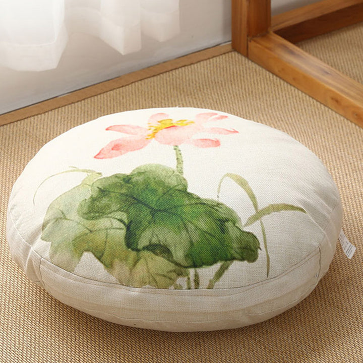 Cuscino per seduta da meditazione in lino con motivo semplice Buddha Stones e loto, decorazione per la casa e il soggiorno - Staccabile - Circa 40 cm × 10 cm (possibili leggere variazioni) - Avorio - image 31
