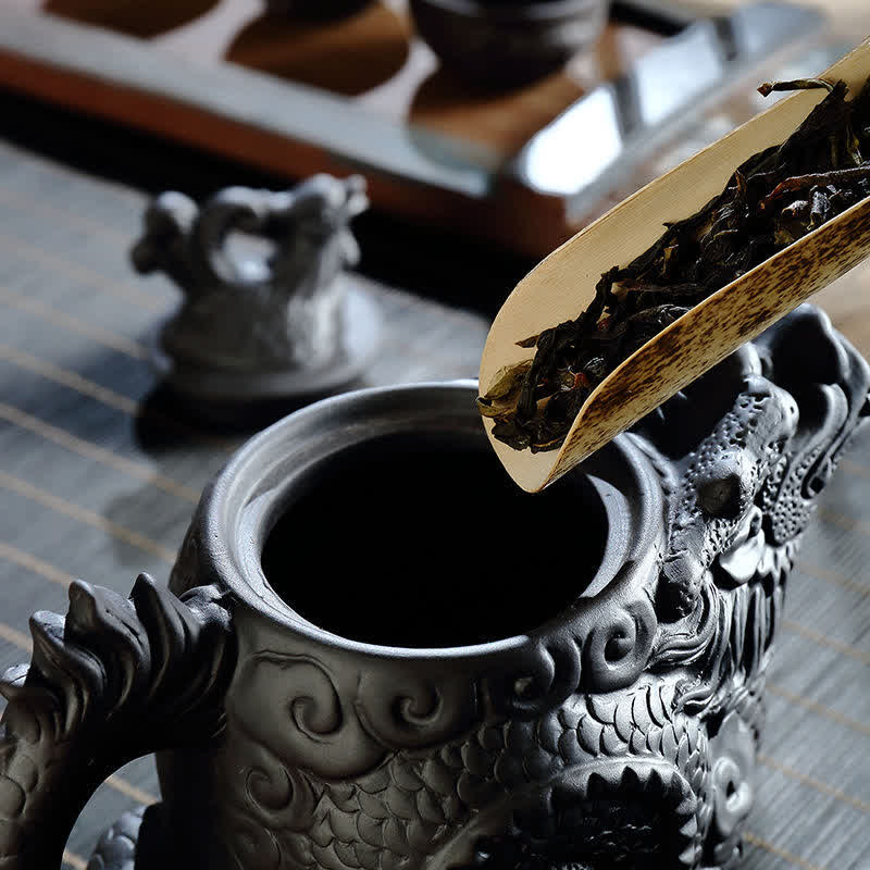 Teiera in ceramica vintage Dragon Phoenix