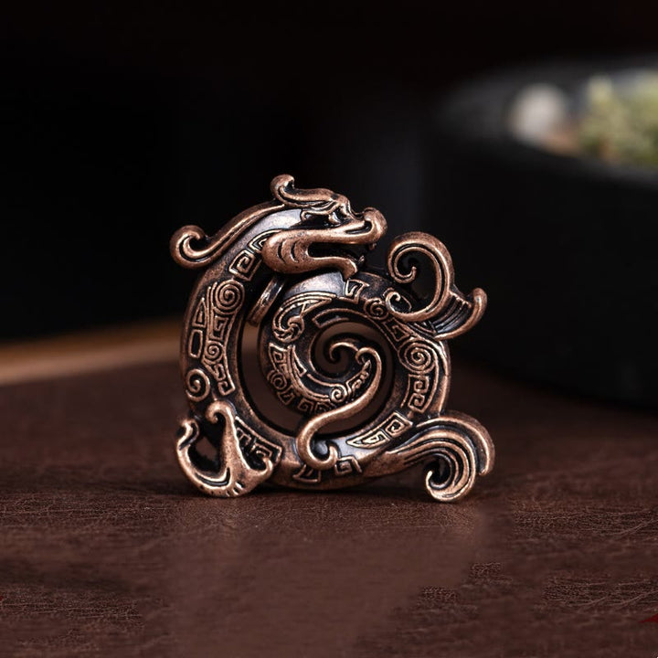 Buddha Stones Mini Auspicious Dragon Pattern Meditazione in lega di zinco Piccolo bruciatore di incenso