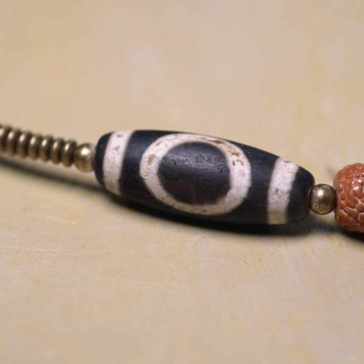 Buddha Stones 108 Mala Rudraksha Beads Bodhi Seed Dzi Bead Luck Auspiciousness Nappa Bracciale