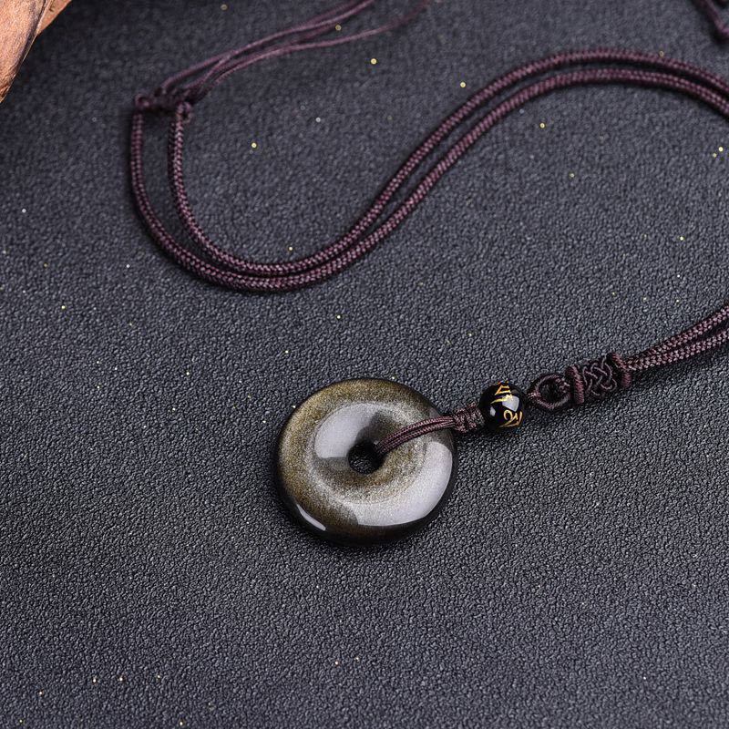 Collana di protezione in ossidiana tibetana Buddha Stones