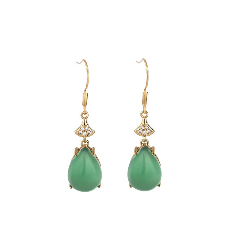 Orecchini pendenti Buddha Stones Ciano Jade Luck