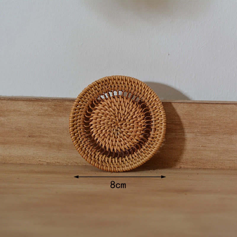 Sottobicchiere per tazza da tè in rattan con motivo floreale in ceramica - Sottobicchiere a spirale da 8 cm - image 10