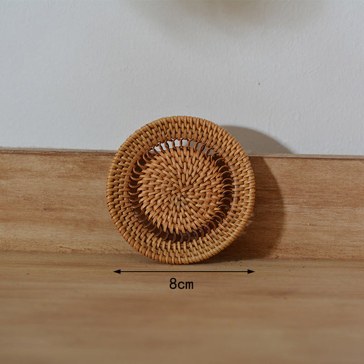 Sottobicchiere per tazza da tè in rattan con motivo floreale in ceramica - Sottobicchiere a spirale da 8 cm - image 10