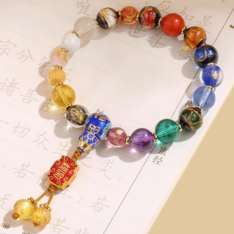 Buddha Stones Tibetano Incenso Colorato Cenere Perline di Vetro Liuli Om Mani Padme Hum Dorje Vajra 18 Perline Polso Mala