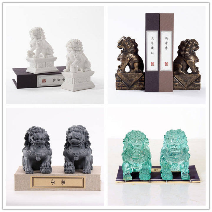 2 pezzi Statua di leone Coraggio Forza Resina Decorazione per casa e ufficio - image 14