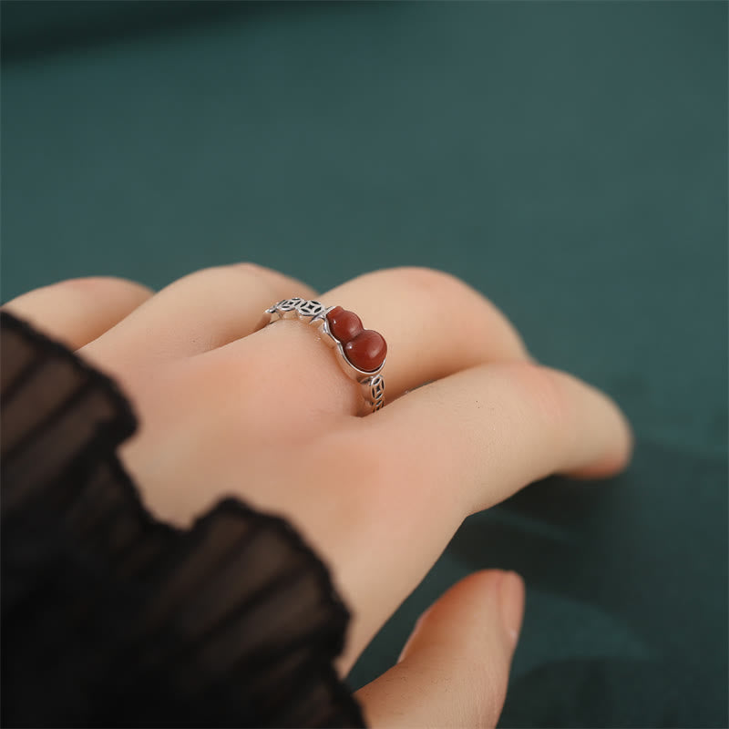 Anello di autoaccettazione con moneta di rame e zucca in argento sterling 925 con pietre Buddha Stones e agata rossa - image 3
