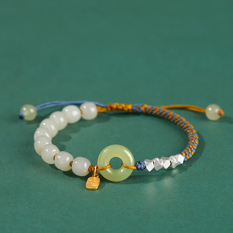 Braccialetto con ciondolo di fortuna e felicità con perline e fibbia della pace in giada Hetian in argento sterling 925 Buddha Stones - Marrone - image 12