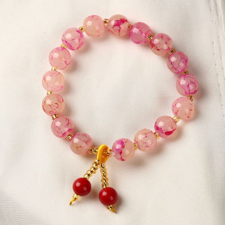 Braccialetto di armonia con perline di vetro Liuli Buddha Stones Blessing