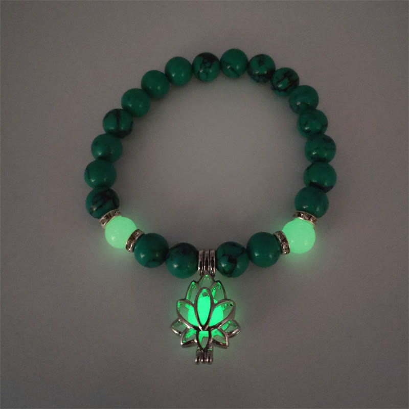 Braccialetto di protezione con perline luminose in pietra luminosa turchese tibetano Buddha Stones