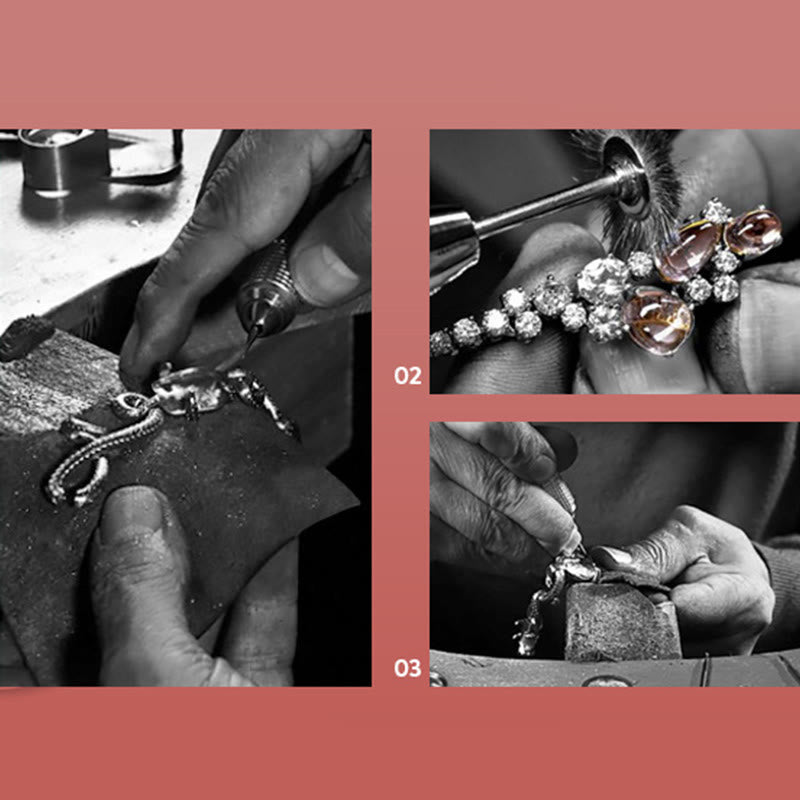 Buddha Stones con catena in corda rossa con drago dorato di buon auspicio, in argento sterling 925, anno del drago - image 17