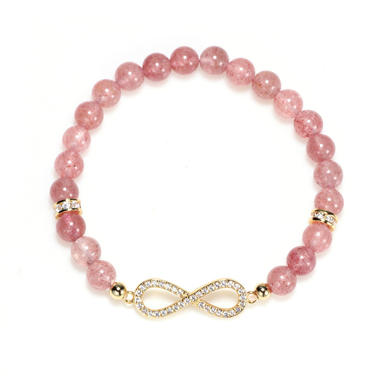 Braccialetto di guarigione positiva in quarzo fragola naturale Buddha Stones