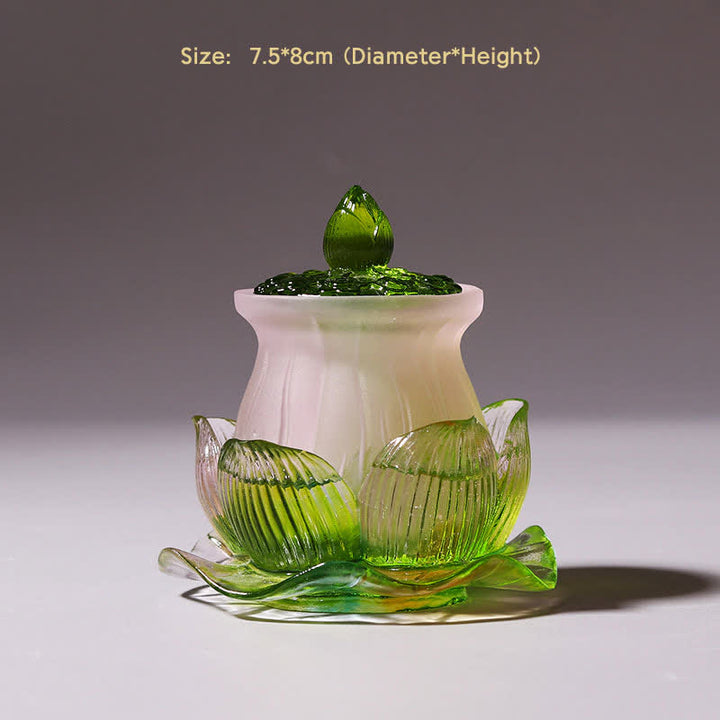 Feng Shui Lotus fatto a mano Liuli Crystal Art Piece Home Office Offerta Decorazione - Tazza per la purificazione dell'acqua - image 3