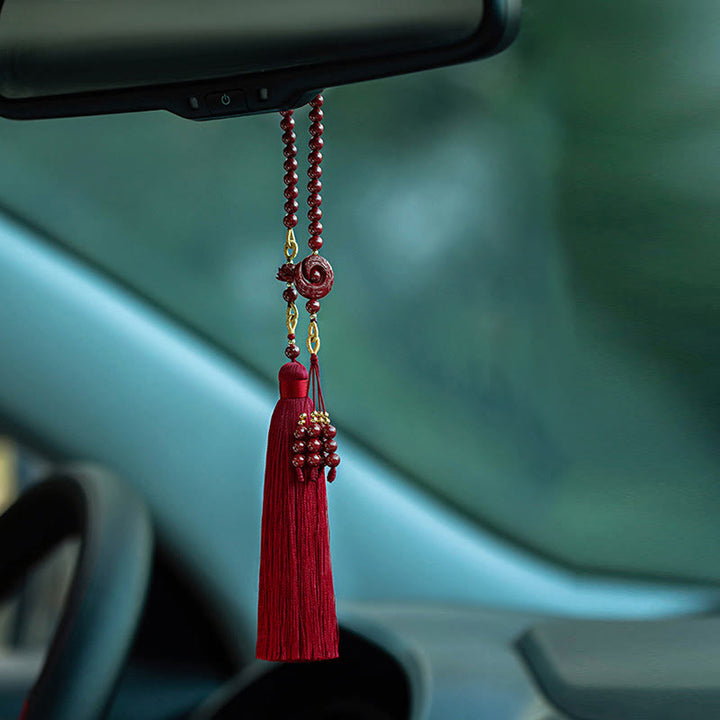 Buddha Stones La fortuna di una persona migliora il design Modello Cinabro naturale Loto Benedizione Decorazione appesa per auto