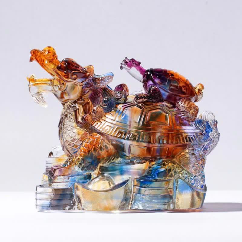 Feng Shui Drago Tartarughe Fatto a Mano Cristallo Liuli Arte Pezzo Protezione Casa Ufficio Decorazione - Tartaruga drago - image 0