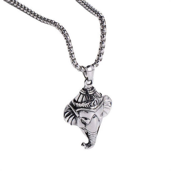 Collana con ciondolo di protezione in acciaio al titanio con elefante Ganesh Ganpati - image 5