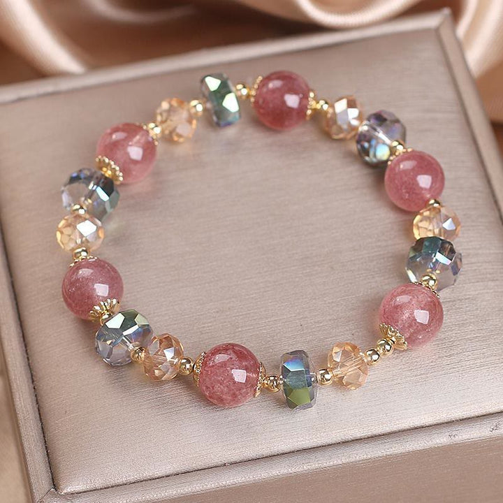 Braccialetto positivo in cristallo colorato di quarzo fragola naturale Buddha Stones