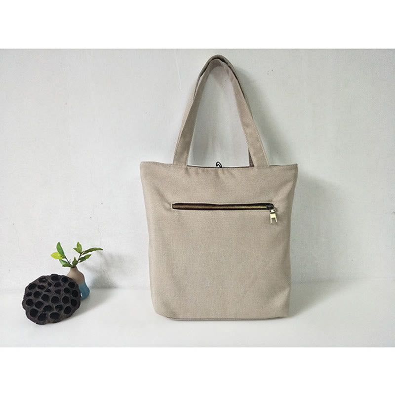 Borsa a tracolla grande capacità in tela con ricamo in bambù, prugna, fiore di pera, pesco - image 45