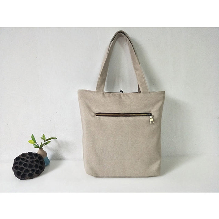Borsa a tracolla grande capacità in tela con ricamo in bambù, prugna, fiore di pera, pesco - image 45