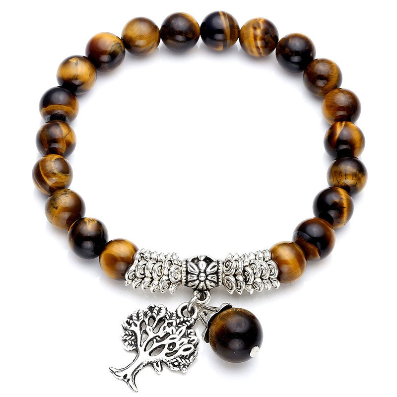 Braccialetto elastico portafortuna con albero della vita in pietra preziosa naturale Buddha Stones
