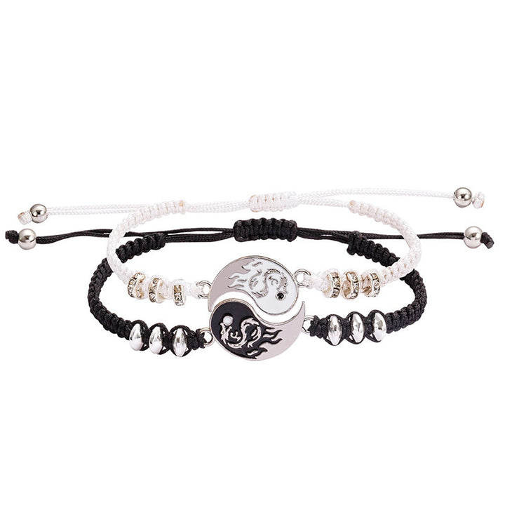 Braccialetto coppia drago Yin Yang Buddha Stones 2 pezzi
