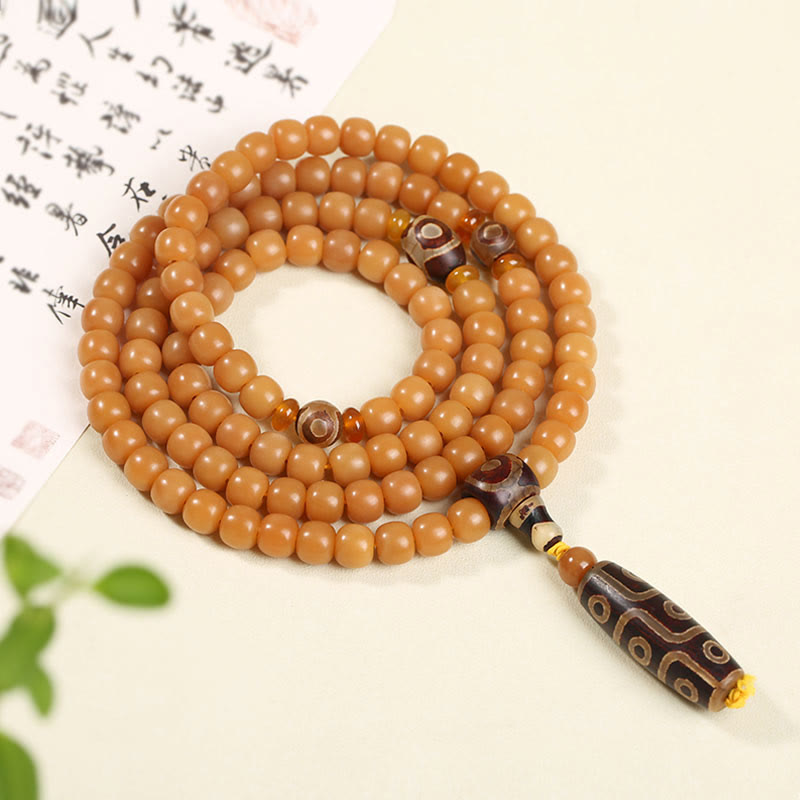 Braccialetto con ciondolo di pace e armonia, perline di loto Dzi, semi di Bodhi naturali , Buddha Stones