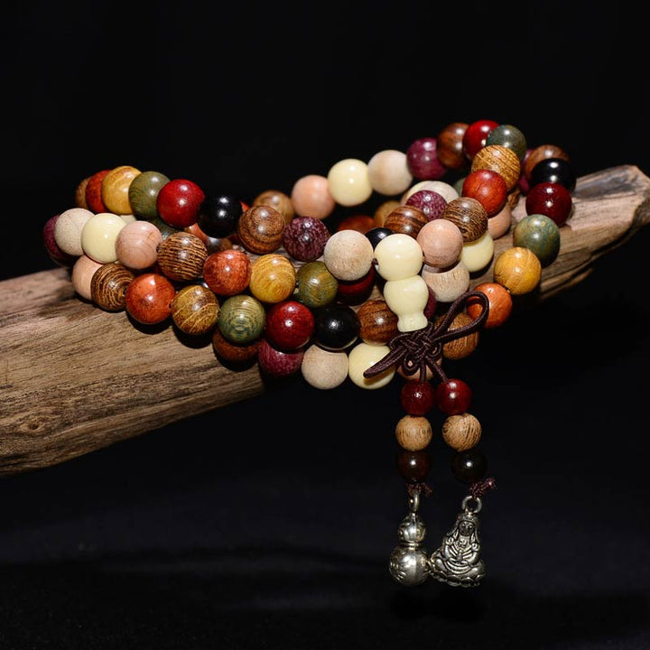 Buddha Stones 108 Perle Wenge Legno Mala Benedizione Meditazione Bracciale - image 0